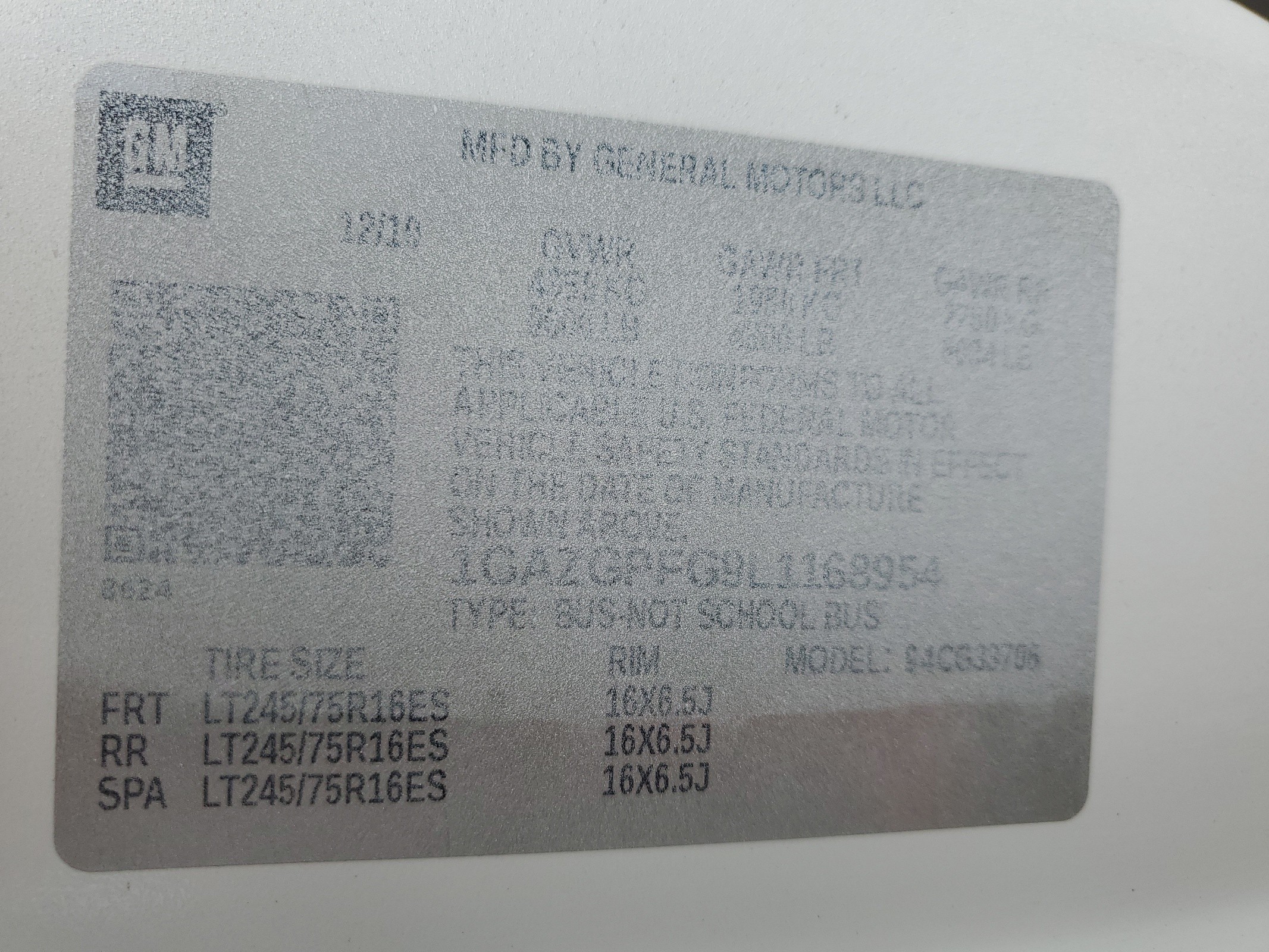 1GAZGPFG9L1168954 2020 Chevrolet Express G3500 Lt