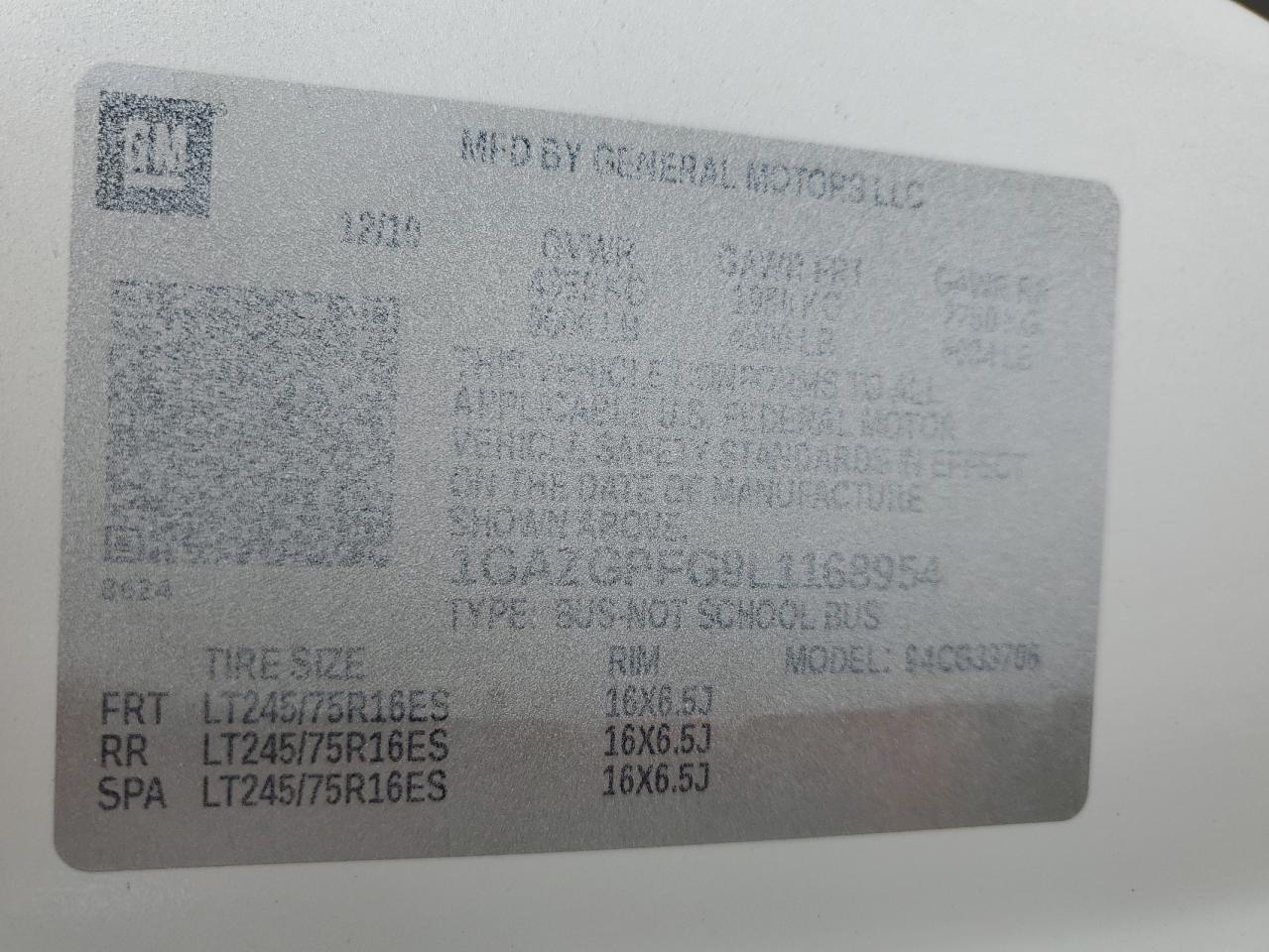 2020 Chevrolet Express G3500 Lt VIN: 1GAZGPFG9L1168954 Lot: 60501464