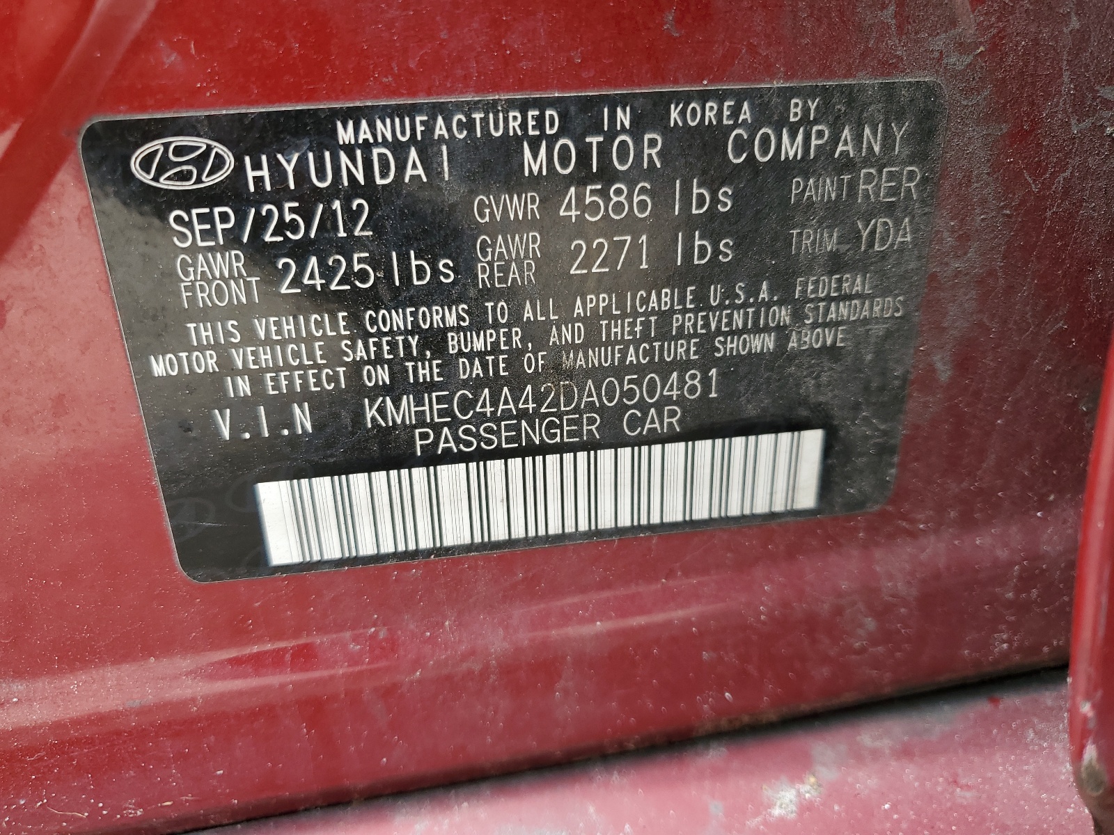 2013 Hyundai Sonata Hybrid vin: KMHEC4A42DA050481