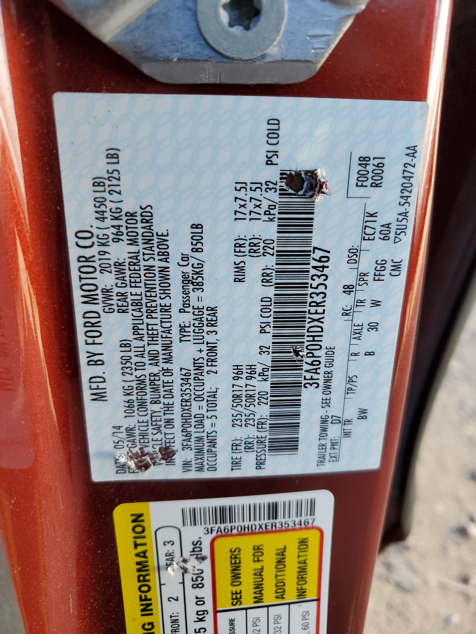 3FA6P0HDXER353467 2014 Ford Fusion Se