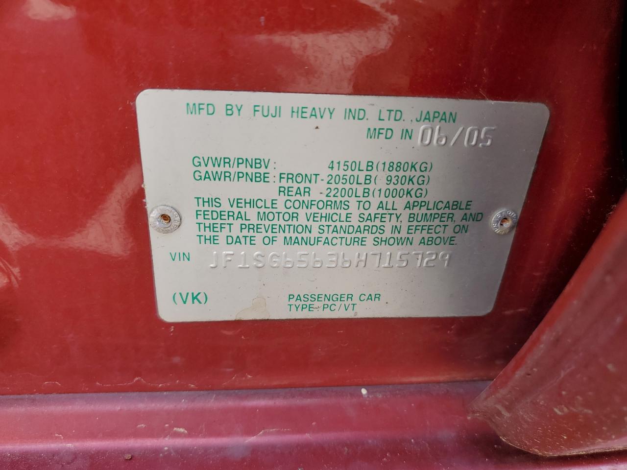 2006 Subaru Forester 2.5X Premium VIN: JF1SG65636H715729 Lot: 56657184