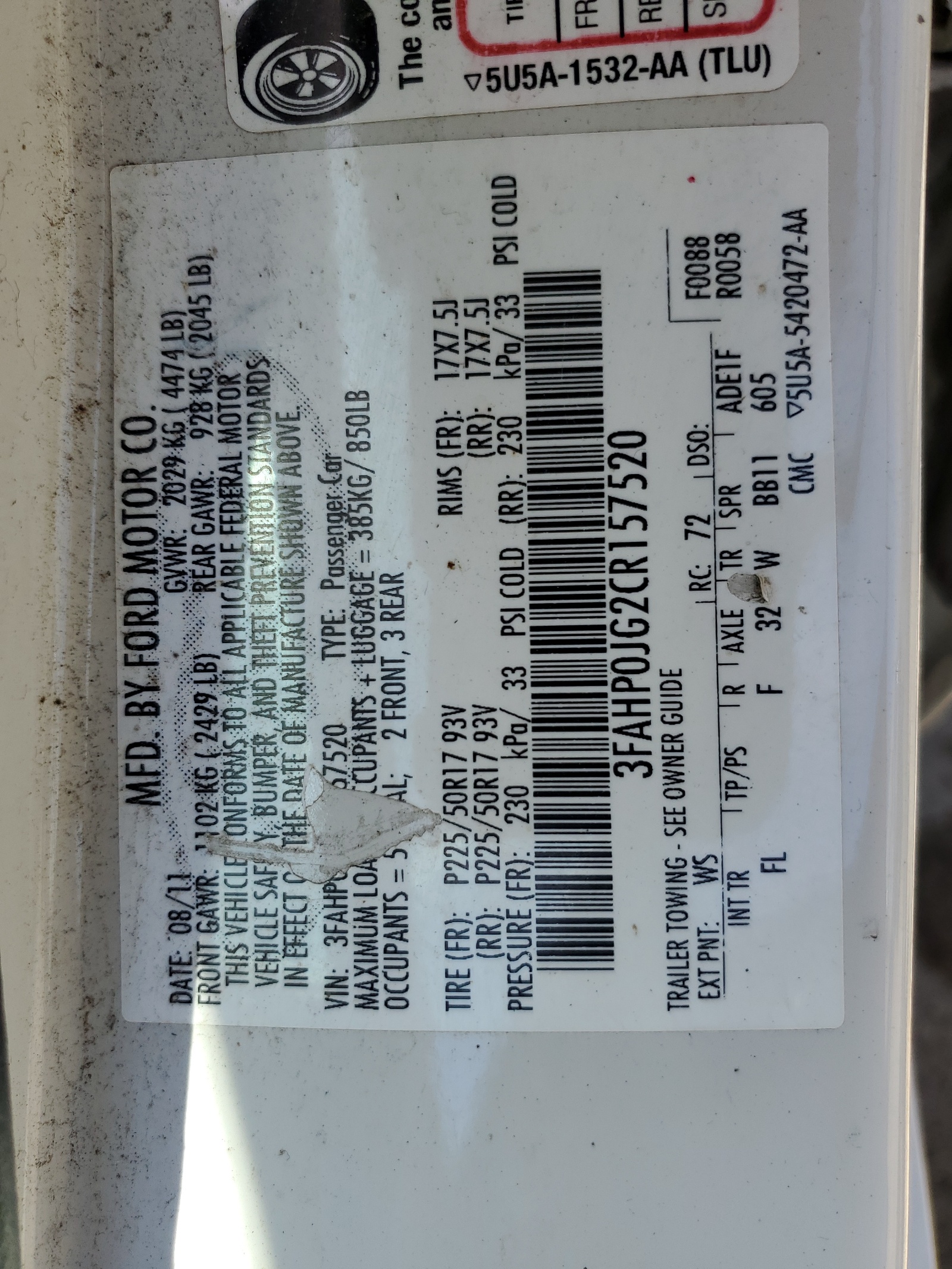 3FAHP0JG2CR157520 2012 Ford Fusion Sel