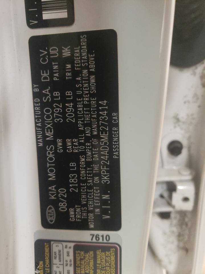 2021 Kia Forte Fe VIN: 3KPF24AD5ME273414 Lot: 58907834