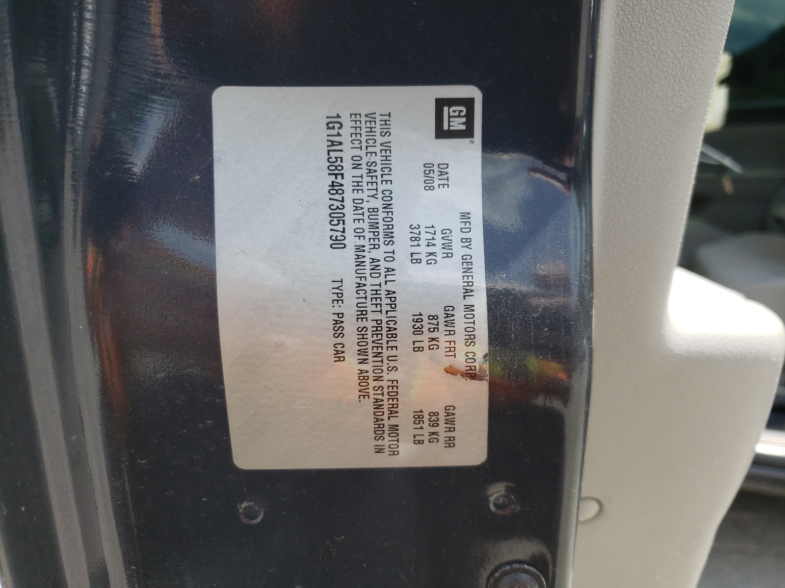 1G1AL58F487305790 2008 Chevrolet Cobalt Lt