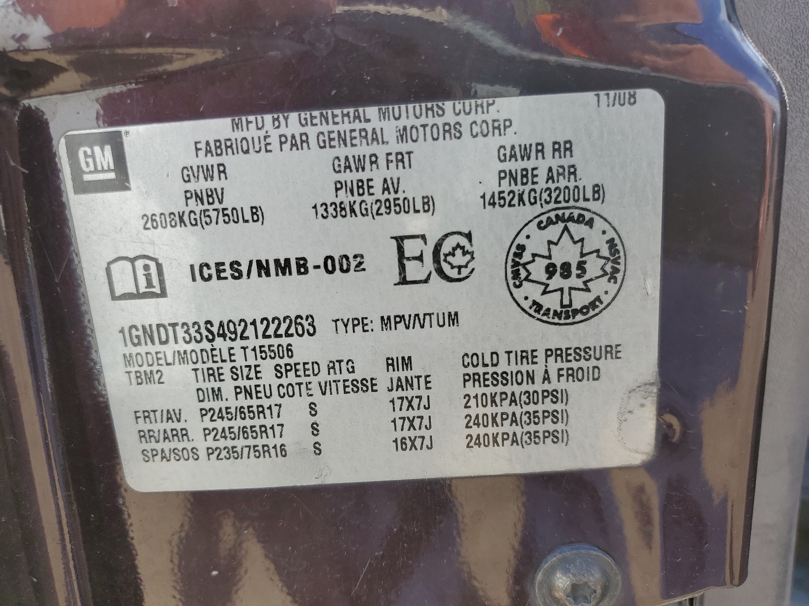 1GNDT33S492122263 2009 Chevrolet Trailblazer Lt