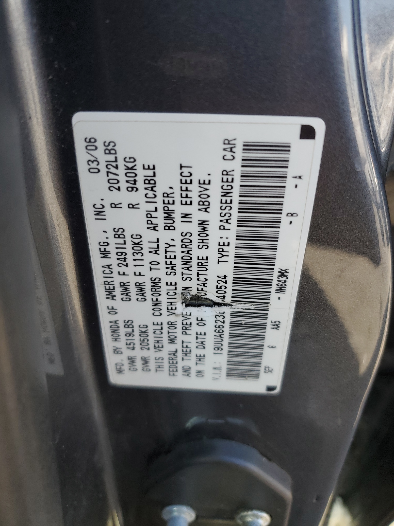 19UUA66236A040524 2006 Acura 3.2Tl