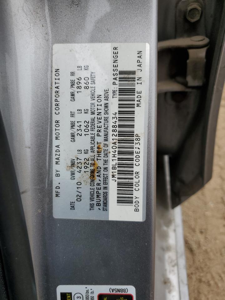 2010 Mazda Speed 3 VIN: JM1BL1H40A1288434 Lot: 58274334