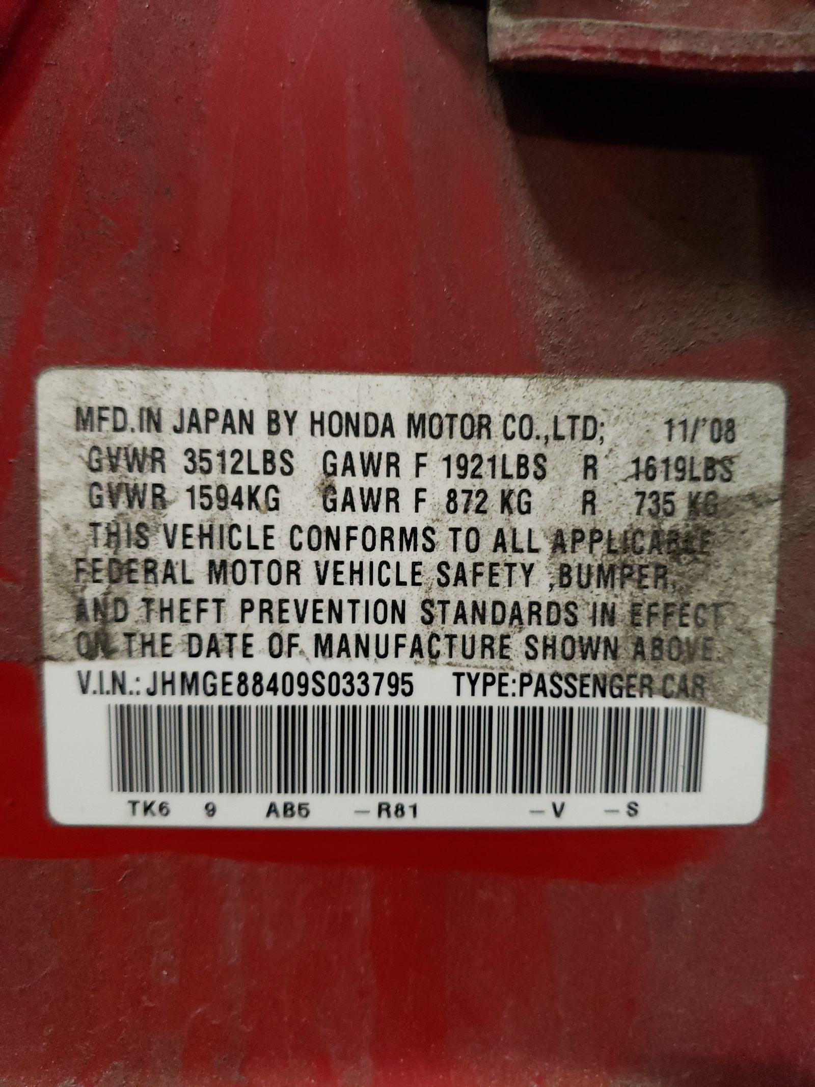 JHMGE88409S033795 2009 Honda Fit Sport