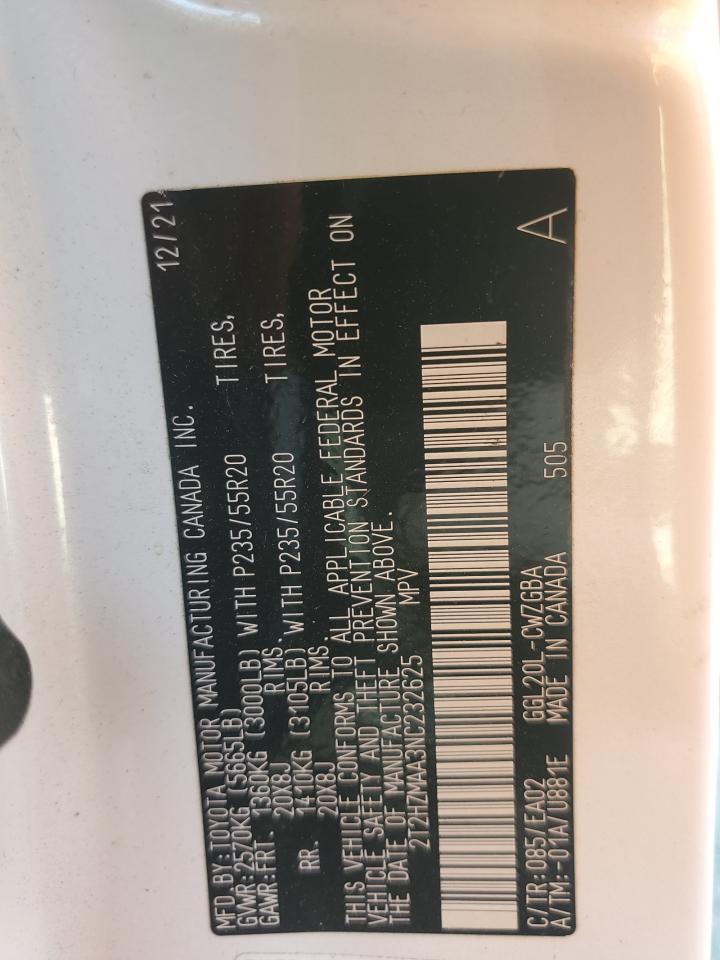 2022 Lexus Rx 350 VIN: 2T2HZMAA3NC232625 Lot: 57883944