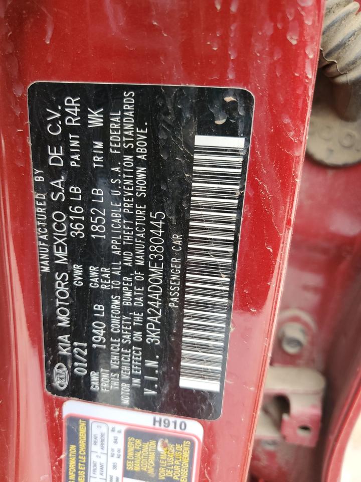 2021 Kia Rio Lx VIN: 3KPA24AD0ME380445 Lot: 60493674