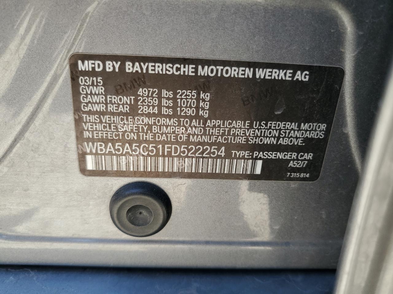 WBA5A5C51FD522254 2015 BMW 528 I