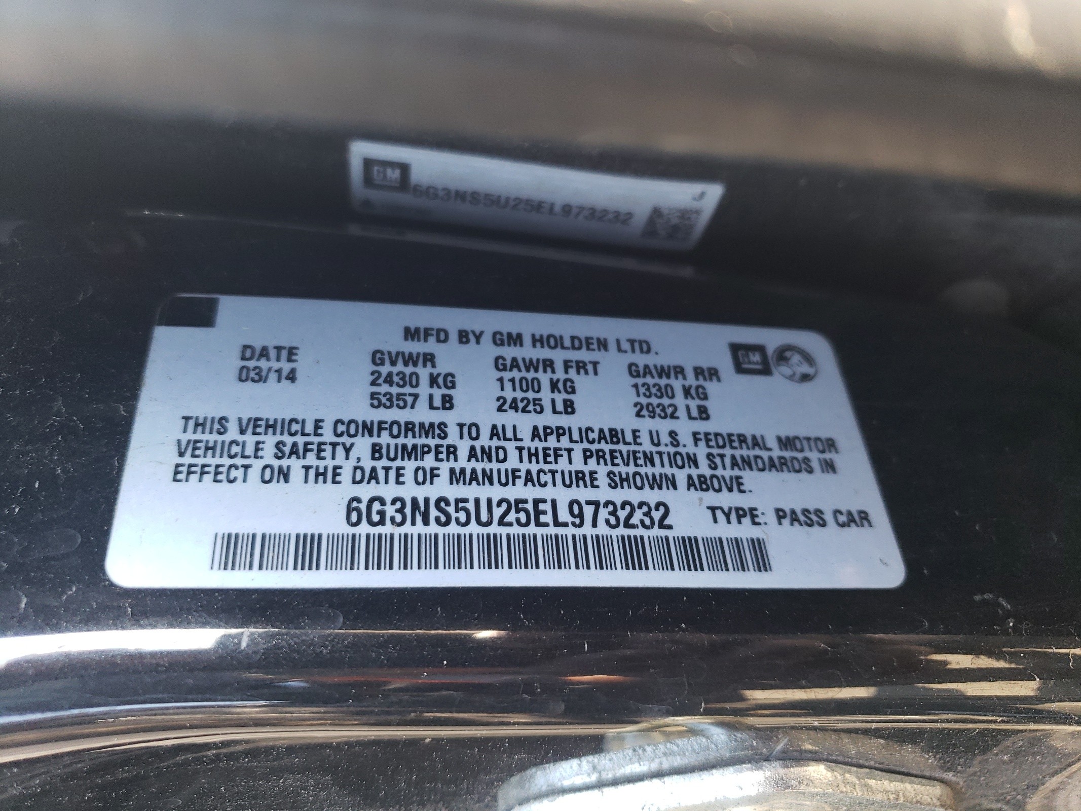 6G3NS5U25EL973232 2014 Chevrolet Caprice Police