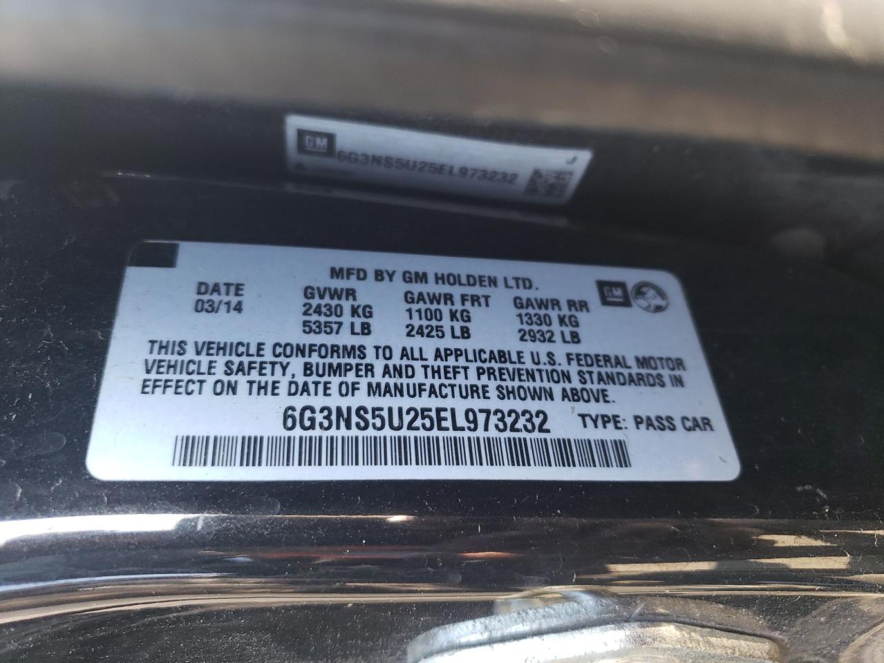 2014 Chevrolet Caprice Police VIN: 6G3NS5U25EL973232 Lot: 58520094