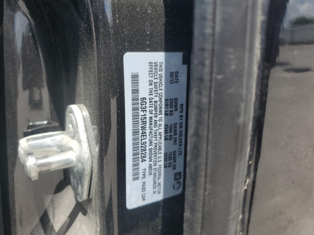 2014 Chevrolet Ss VIN: 6G3F15RW4EL928284 Lot: 60682124