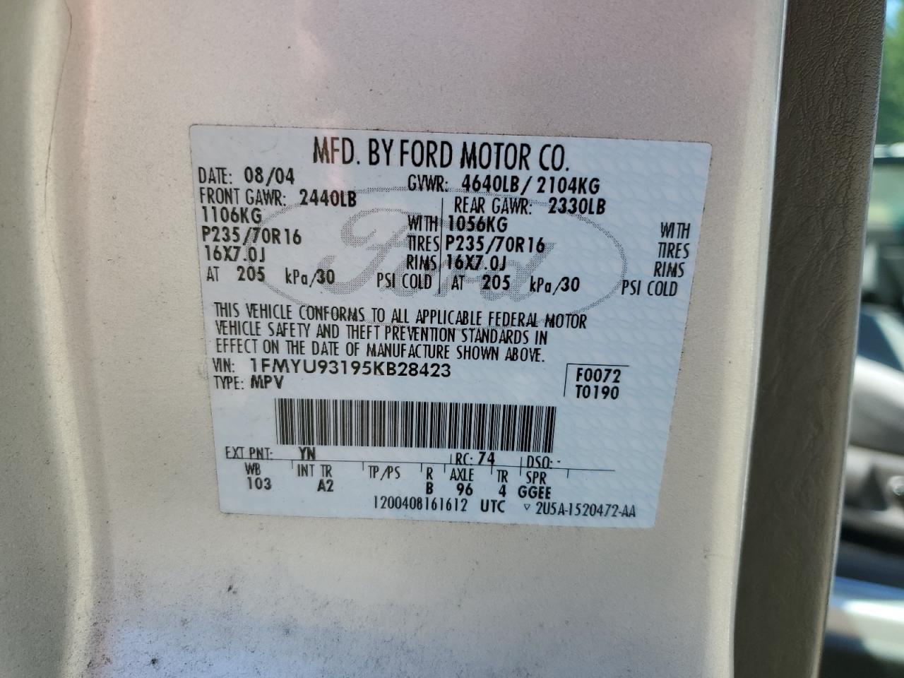 2005 Ford Escape Xlt VIN: 1FMYU93195KB28423 Lot: 59377284