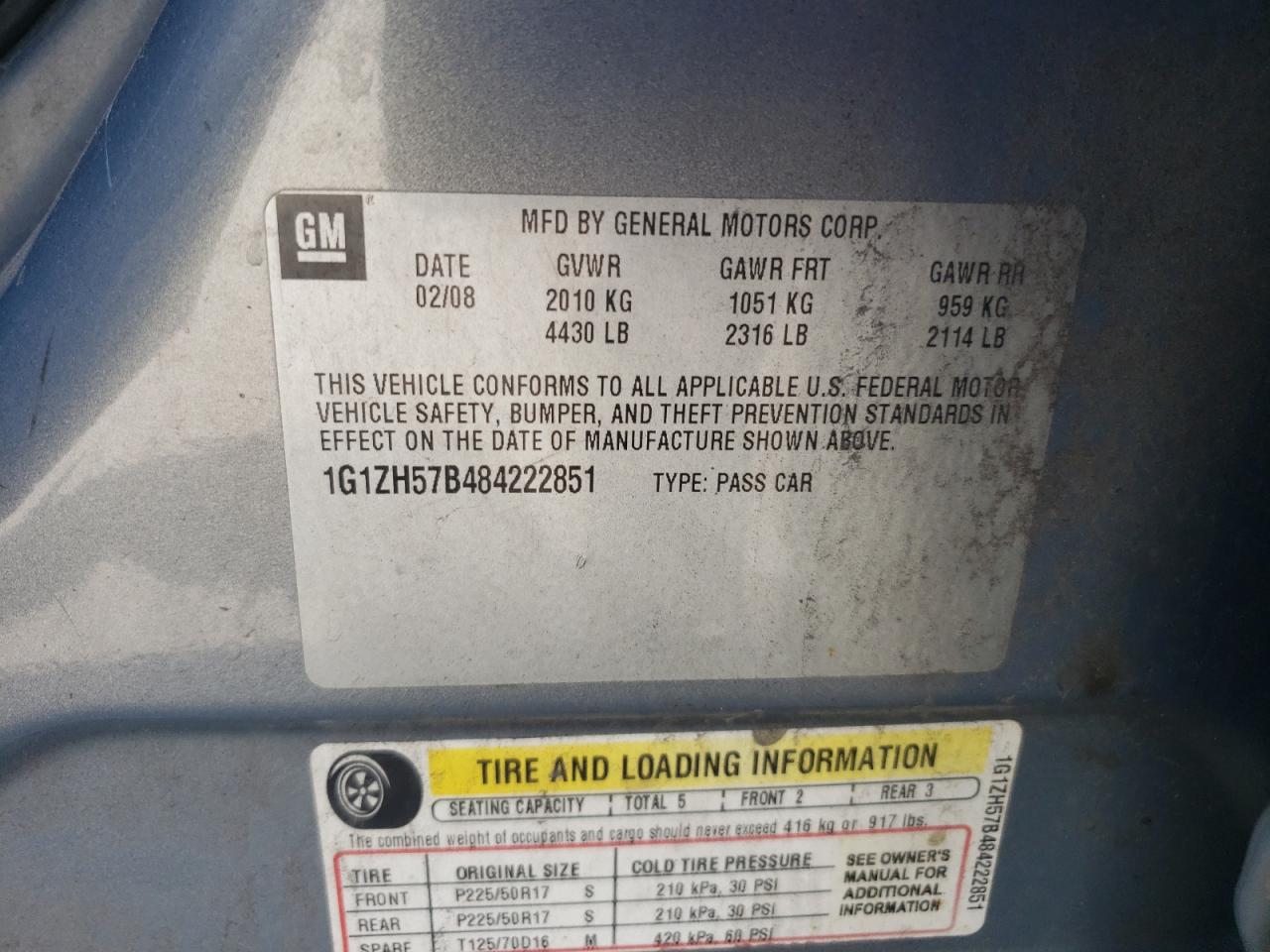 2008 Chevrolet Malibu 1Lt VIN: 1G1ZH57B484222851 Lot: 58675574