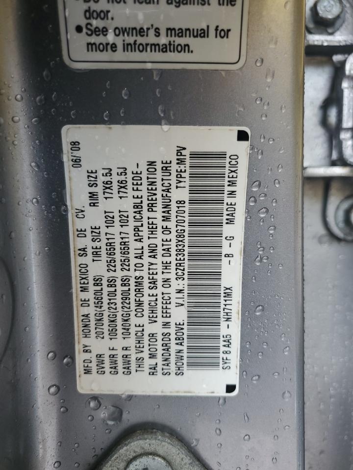 2008 Honda Cr-V Lx VIN: 3CZRE383X8G707018 Lot: 57726614