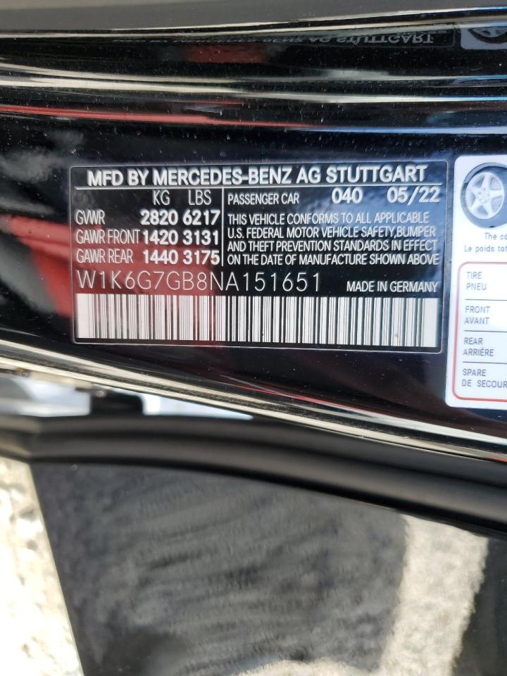 W1K6G7GB8NA151651 2022 Mercedes-Benz S 580 4Matic