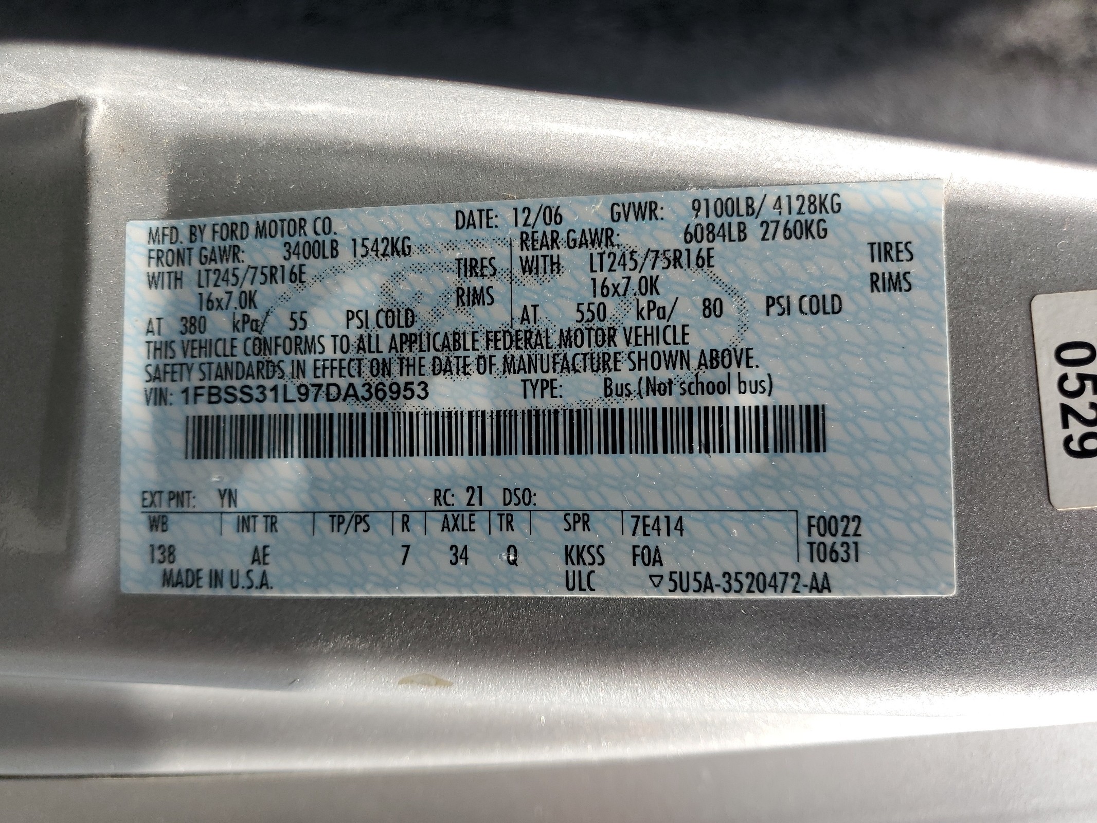 1FBSS31L97DA36953 2007 Ford Econoline E350 Super Duty Wagon