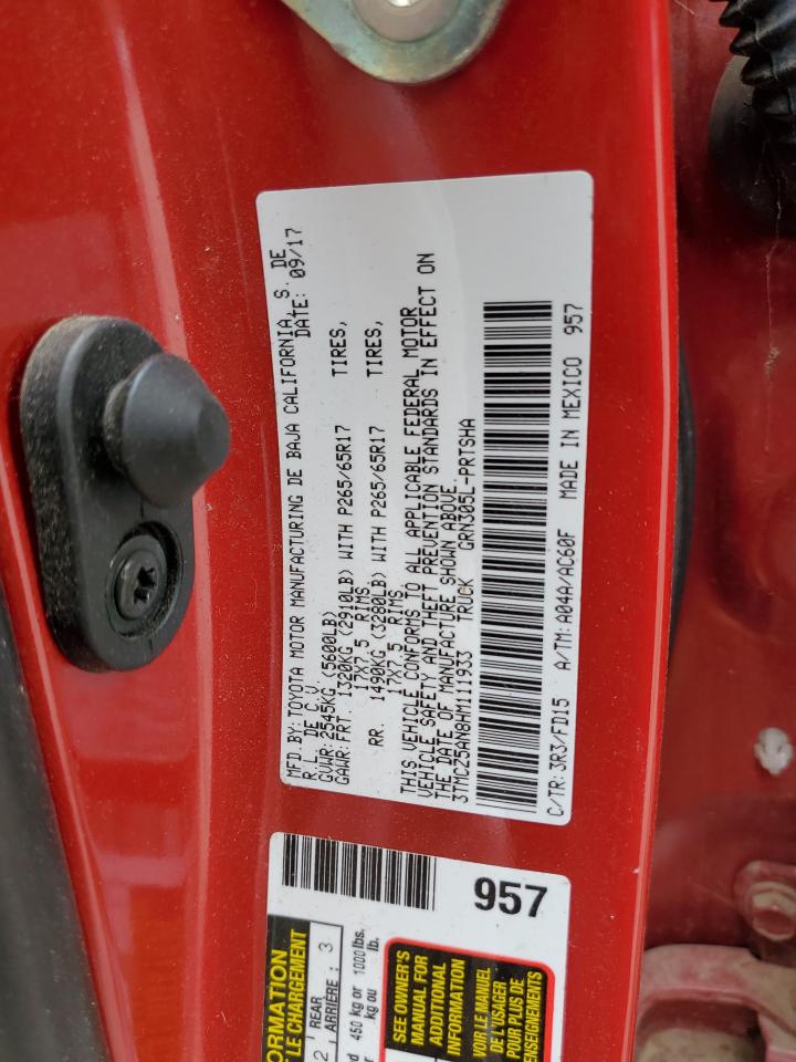 2017 Toyota Tacoma Double Cab VIN: 3TMCZ5AN8HM111933 Lot: 58538594