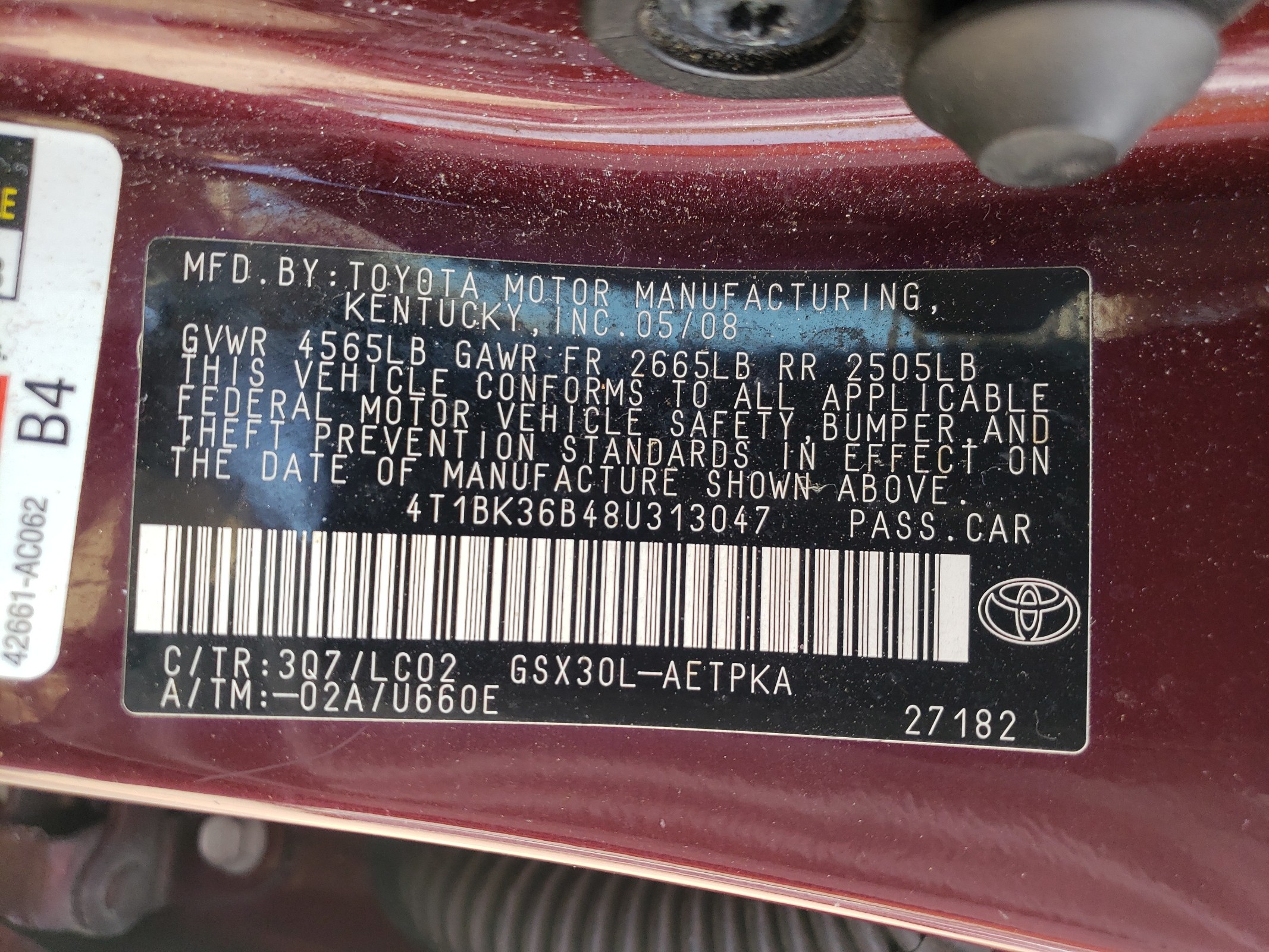 4T1BK36B48U313047 2008 Toyota Avalon Xl