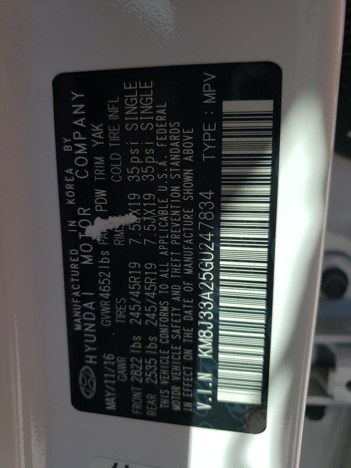 2016 Hyundai Tucson Limited VIN: KM8J33A25GU247834 Lot: 57766594