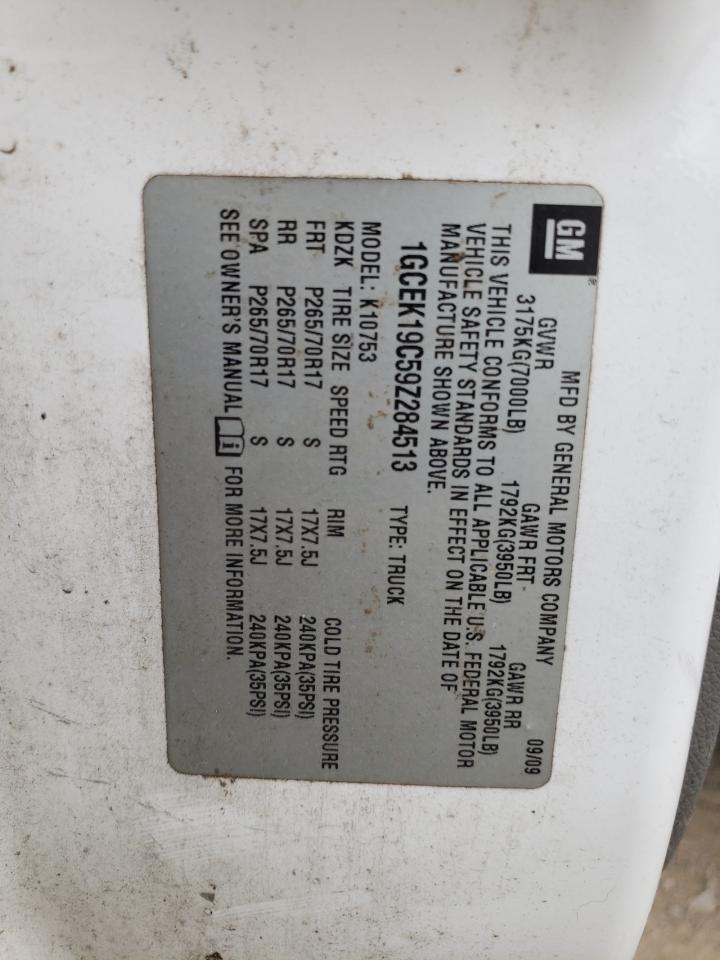 2009 Chevrolet Silverado K1500 VIN: 1GCEK19C59Z284513 Lot: 56074794