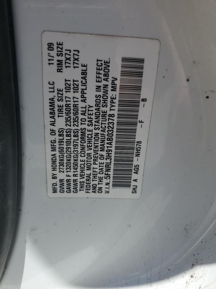 5FNRL3H91AB032378 2010 Honda Odyssey Touring