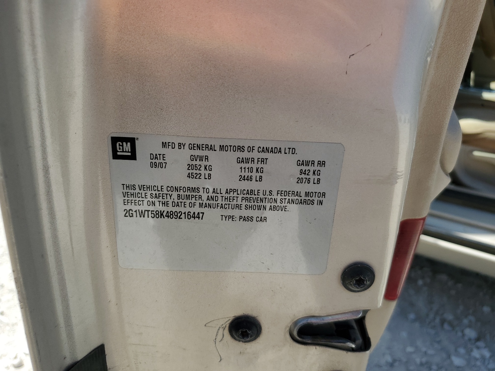 2G1WT58K489216447 2008 Chevrolet Impala Lt