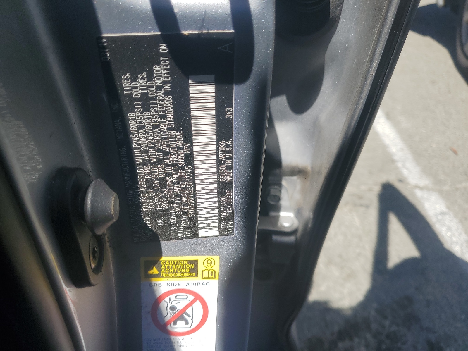 5TDZKRFH2ES017745 2014 Toyota Highlander Le