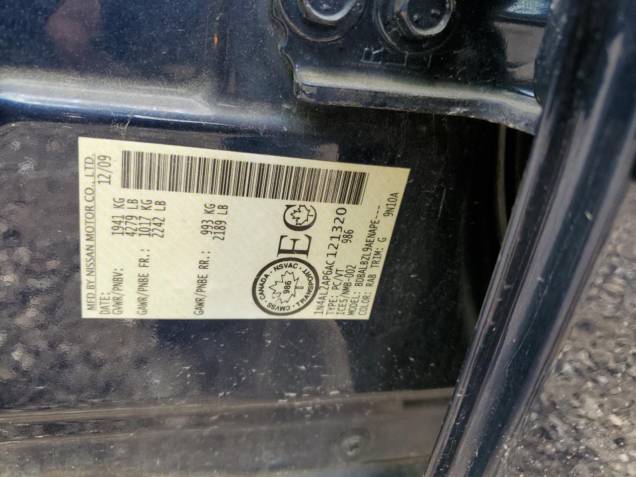 1N4AL2AP6AC121320 2010 Nissan Altima Base