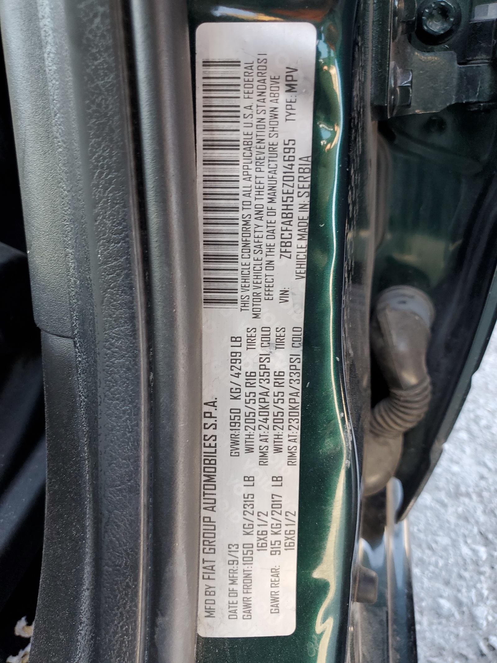 ZFBCFABH5EZ014695 2014 Fiat 500L Easy