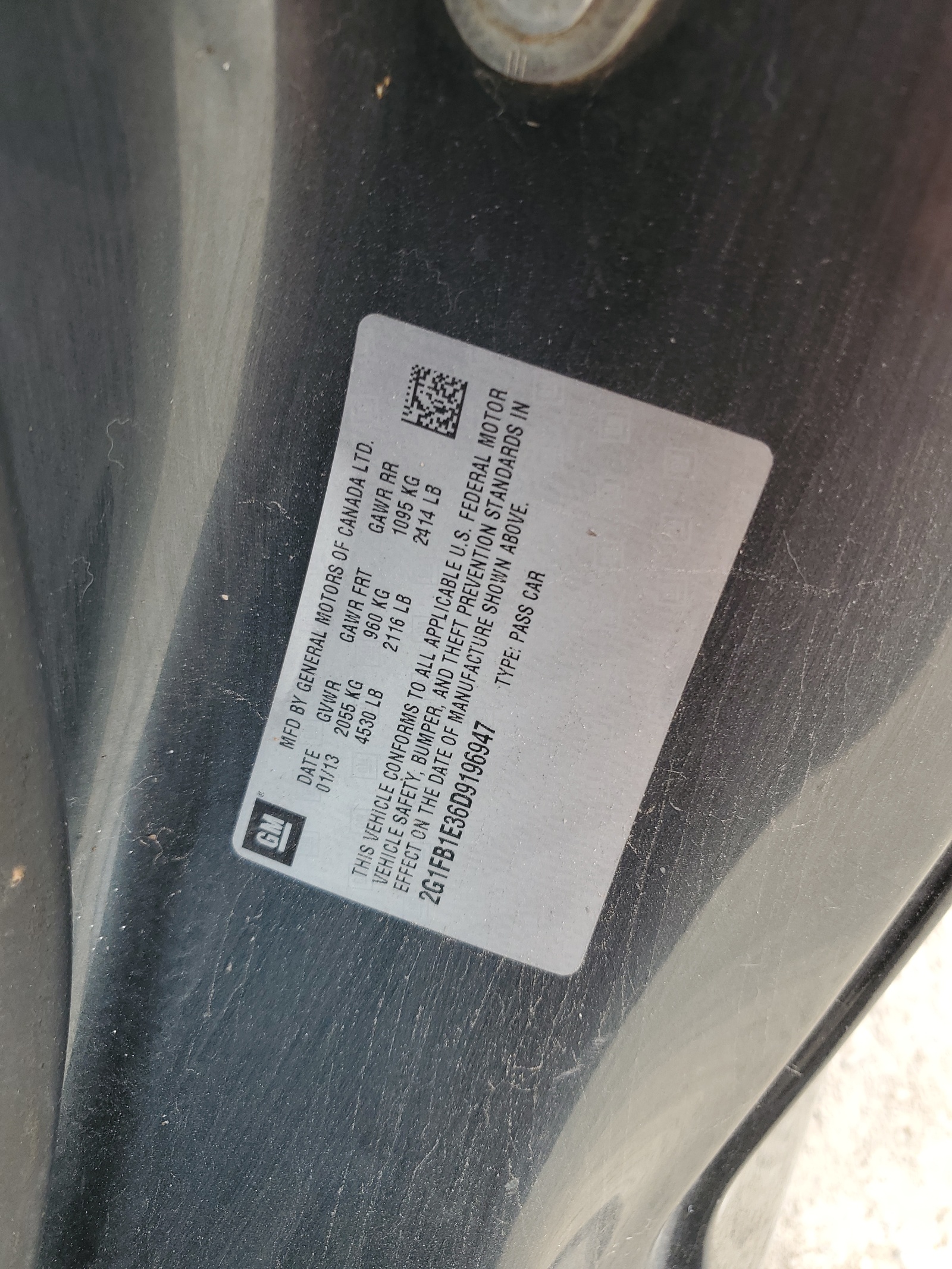 2G1FB1E36D9196947 2013 Chevrolet Camaro Lt