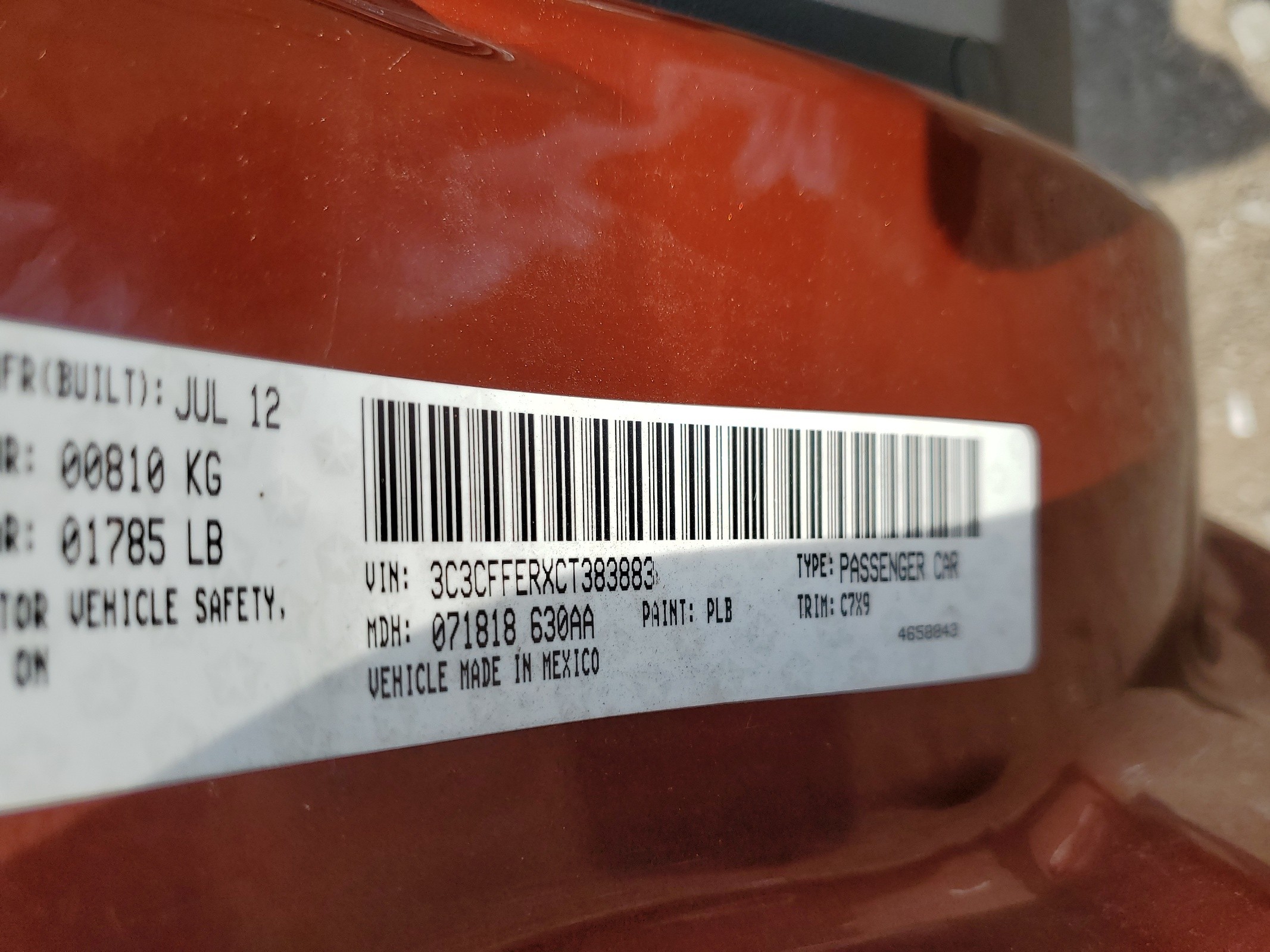 3C3CFFERXCT383883 2012 Fiat 500 Lounge