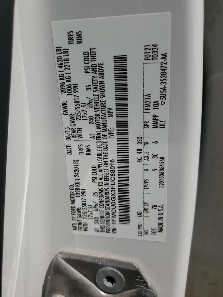 2015 Ford Escape Se VIN: 1FMCU0GX3FUC88016 Lot: 59342144