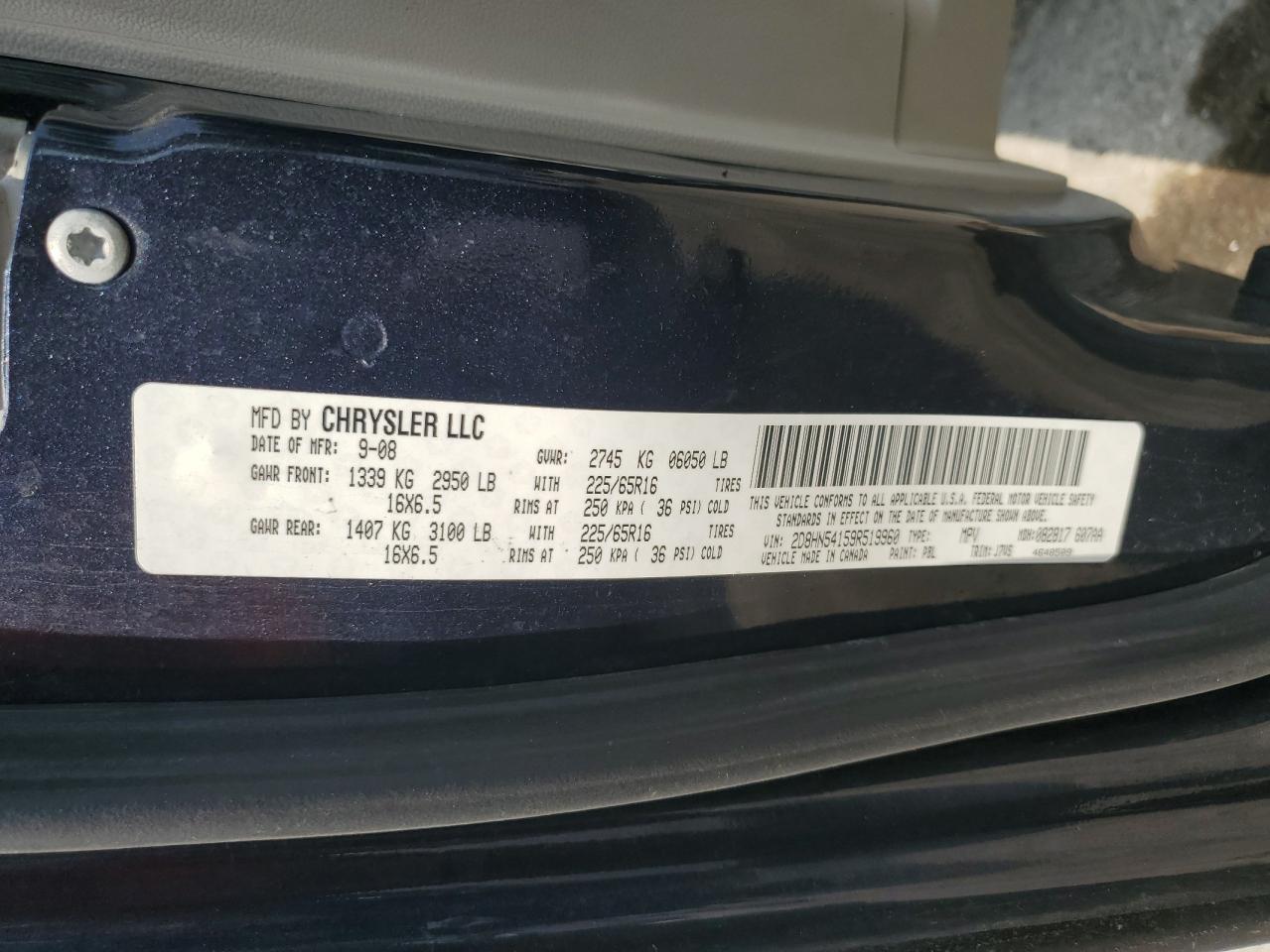 2009 Dodge Grand Caravan Sxt VIN: 2D8HN54159R519960 Lot: 89506985