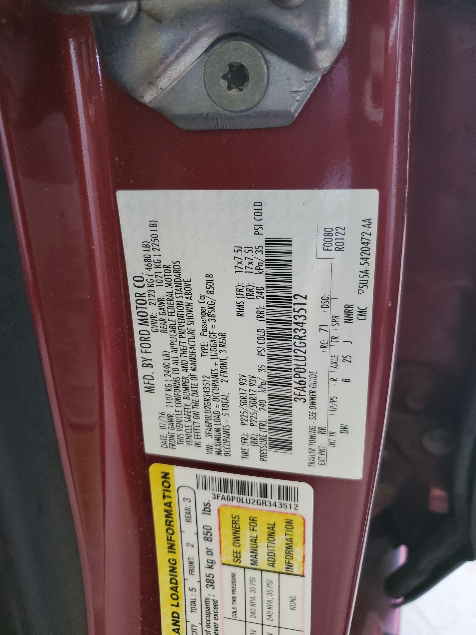 3FA6P0LU2GR343512 2016 Ford Fusion Se Hybrid