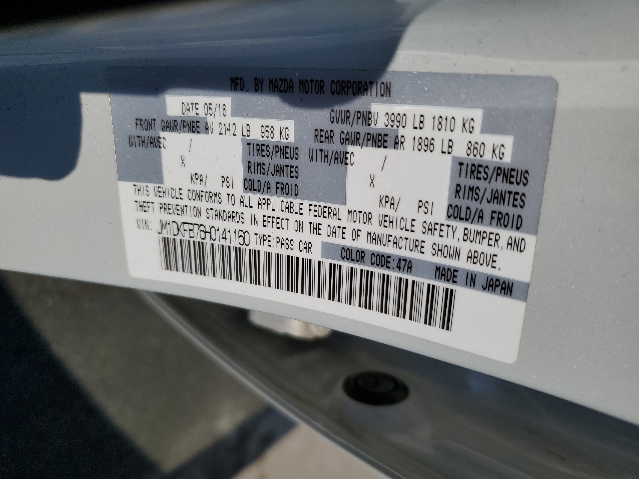 JM1DKFB76H0141160 2017 Mazda Cx-3 Sport