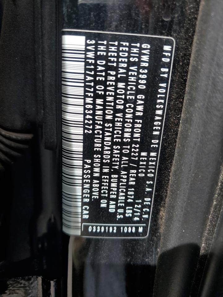 2015 Volkswagen Beetle 1.8T VIN: 3VWF17AT7FM634272 Lot: 57760504