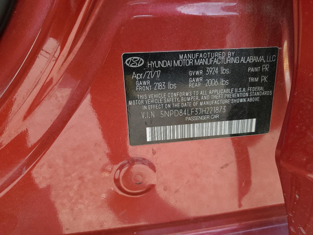 2018 Hyundai Elantra Sel VIN: 5NPD84LF3JH221873 Lot: 59413194