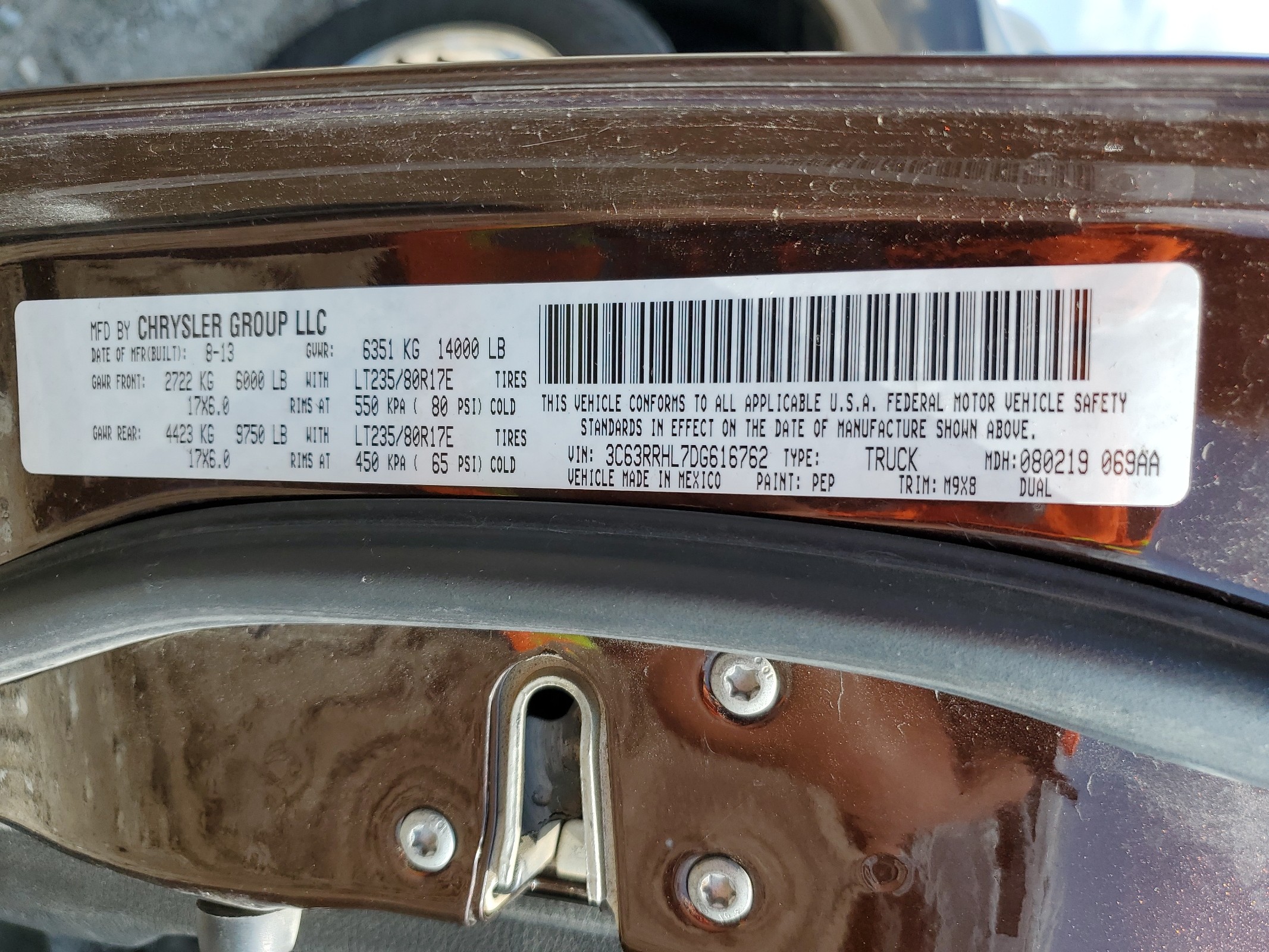 3C63RRHL7DG616762 2013 Ram 3500 Slt