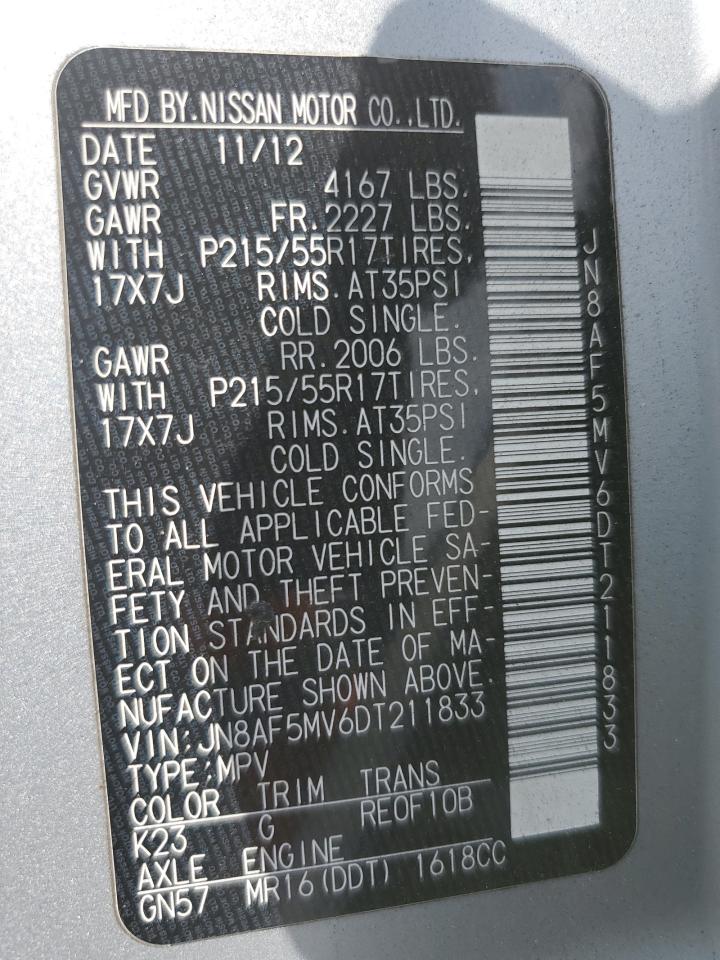 2013 Nissan Juke S VIN: JN8AF5MV6DT211833 Lot: 60468394