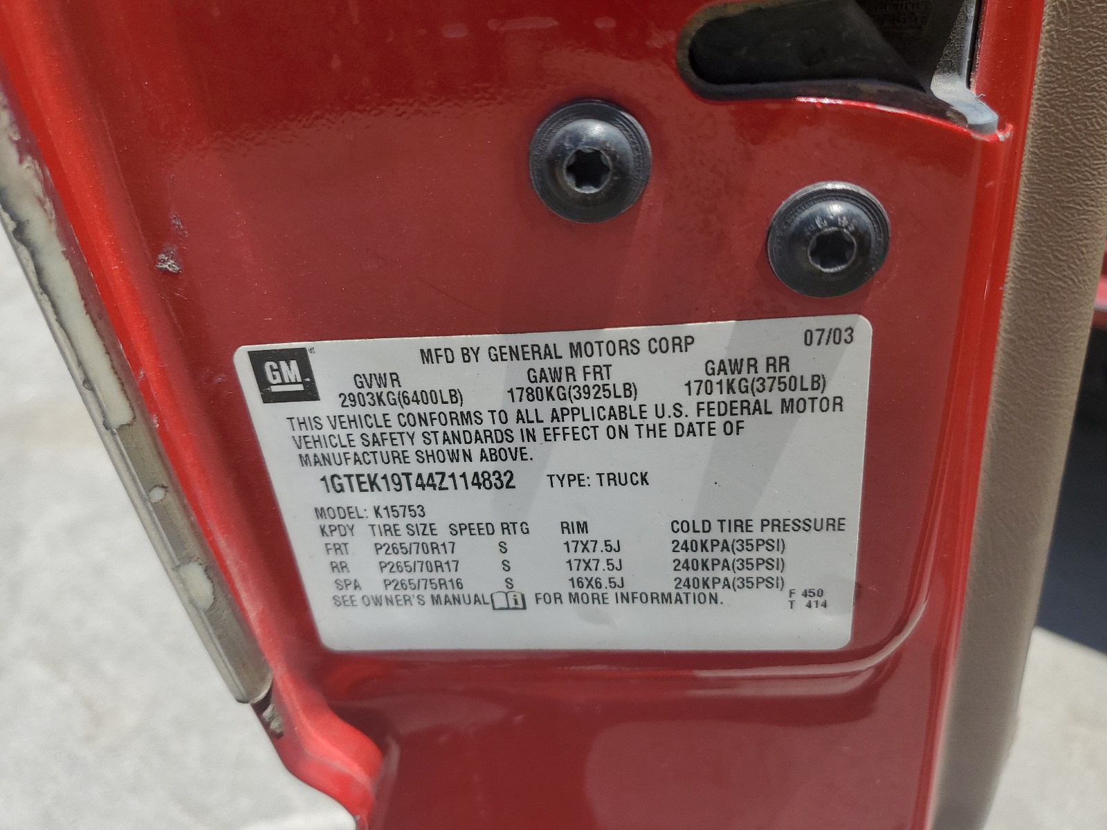 1GTEK19T44Z114832 2004 GMC New Sierra K1500