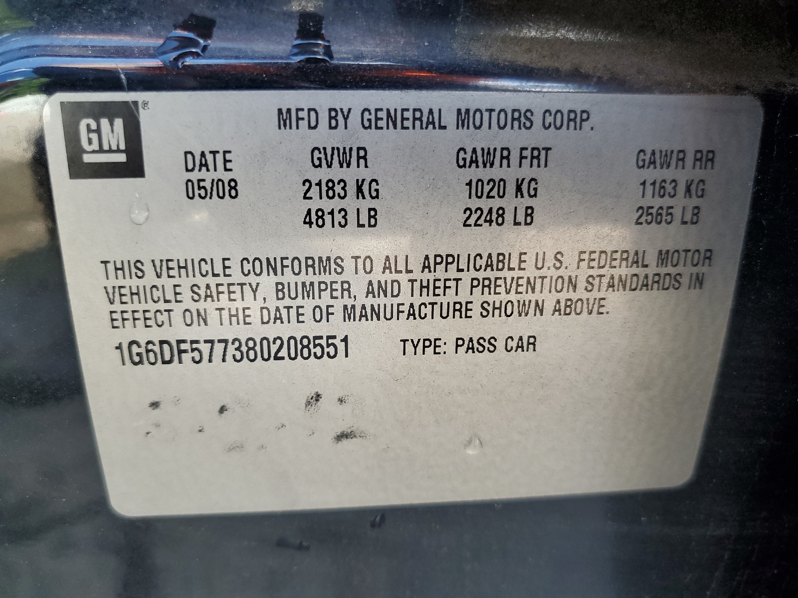 1G6DF577380208551 2008 Cadillac Cts