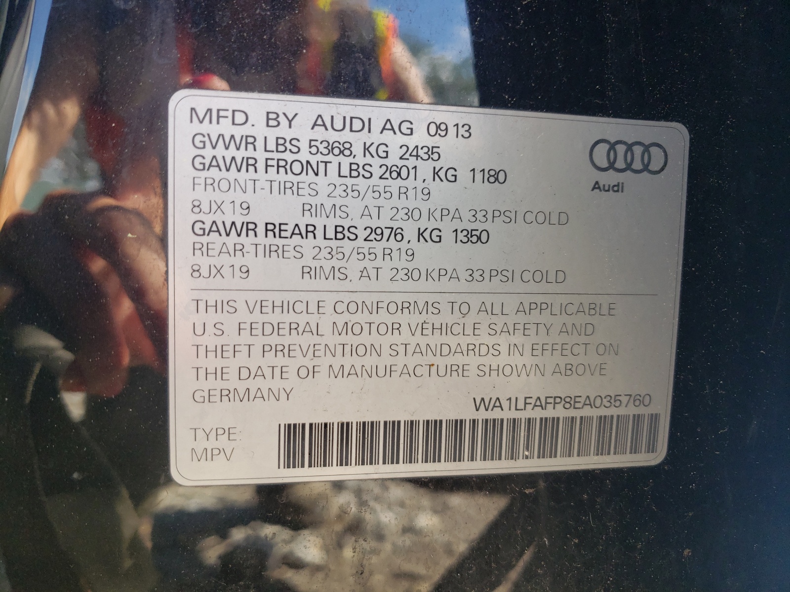 WA1LFAFP8EA035760 2014 Audi Q5 Premium Plus