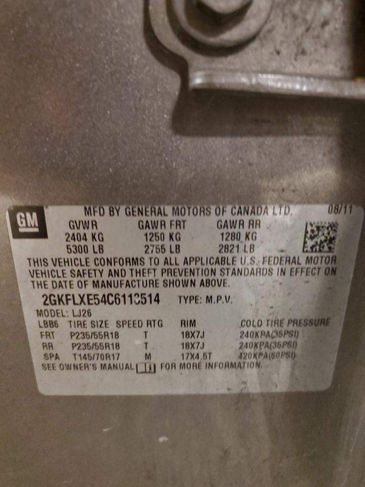 2012 GMC Terrain Slt VIN: 2GKFLXE54C6113514 Lot: 57149984