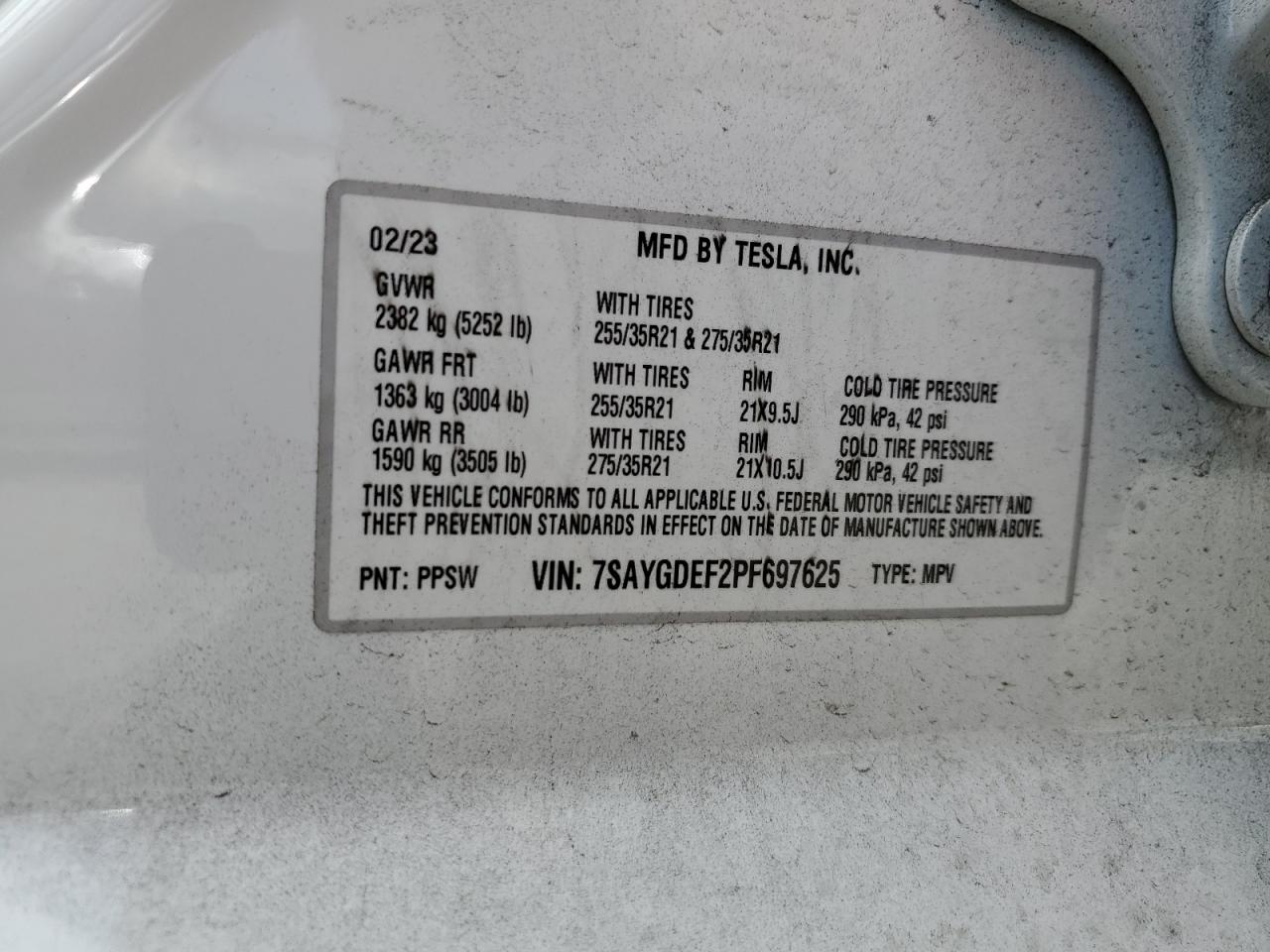 2023 Tesla Model Y VIN: 7SAYGDEF2PF697625 Lot: 58488704