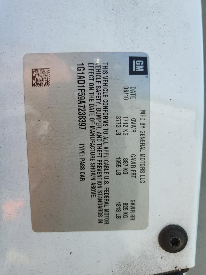 2010 Chevrolet Cobalt 1Lt VIN: 1G1AD1F59A7238397 Lot: 59009574