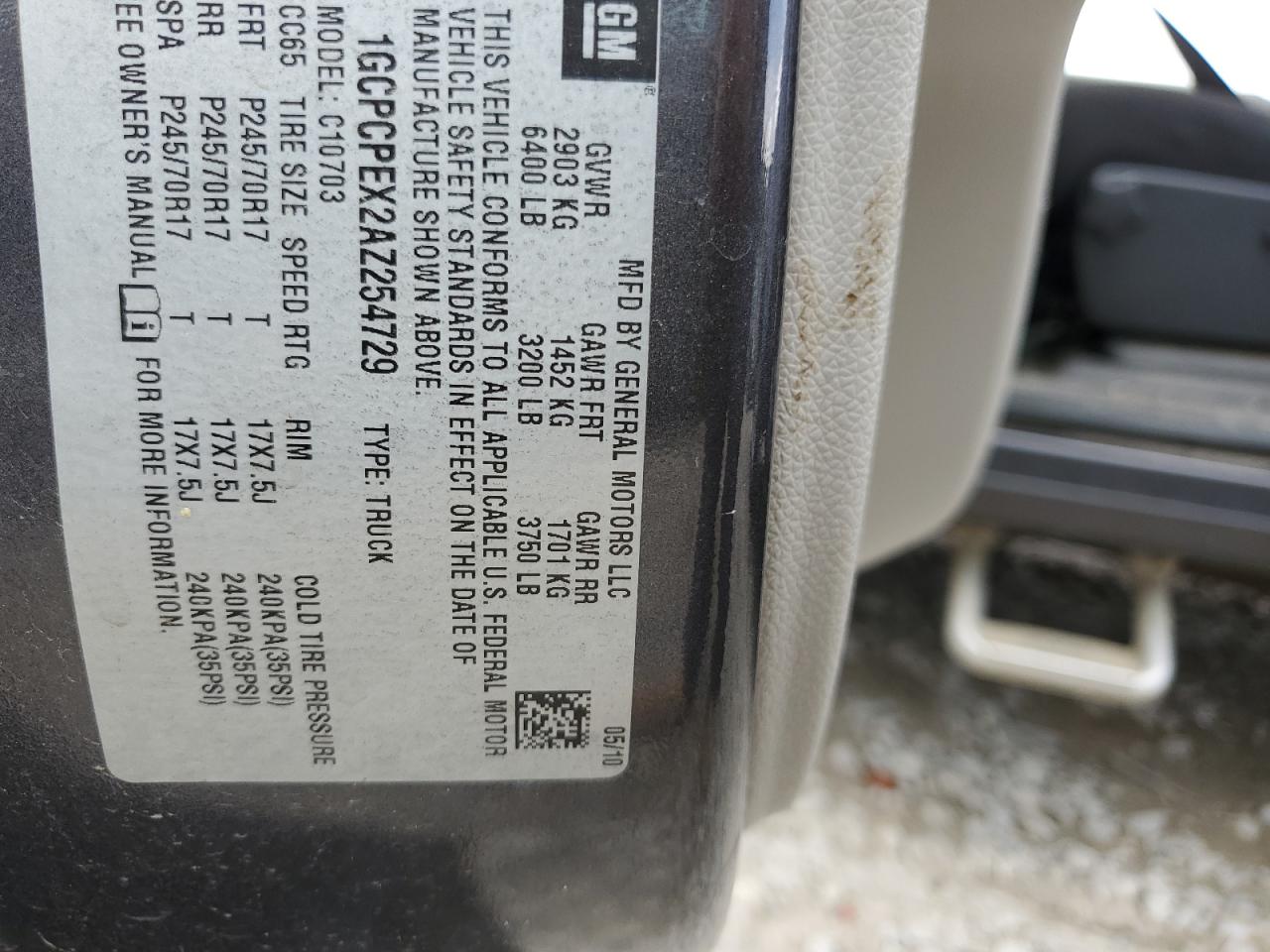 2010 Chevrolet Silverado C1500 VIN: 1GCPCPEX2AZ254729 Lot: 57298334