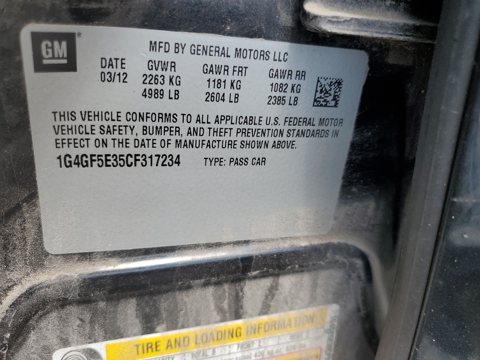 1G4GF5E35CF317234 2012 Buick Lacrosse Premium